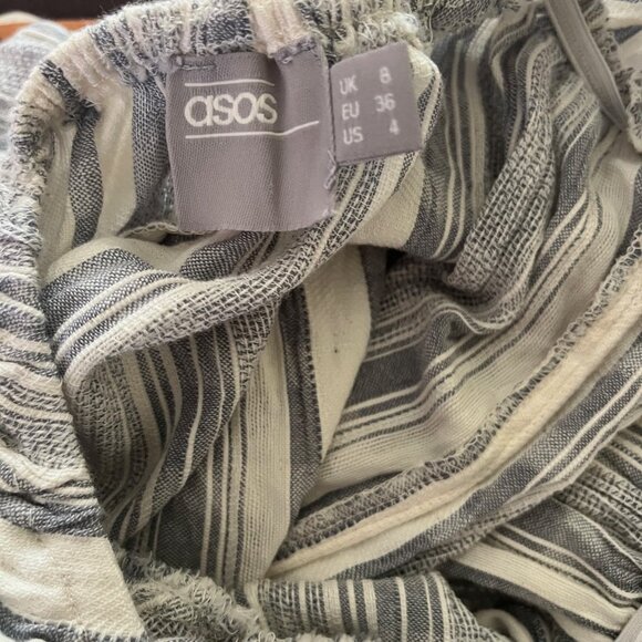 Asos women's Halter Strap V-neck high waist opens back striped Maxi Dress size 8 - Picture 6 of 8